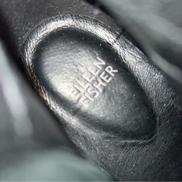 EILEEN FISHER Black Leather Moto Boots with Straps and Side Zips Size 7 - Picture 9 of 9